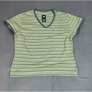 Nike ACG Base Layer‎ 1 Shirt Women Medium Green Striped Lightweight Outdoor